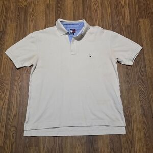 Tommy Hilfiger Core Reg Fit Polo Men’s L Sandalwood Beige Pique Golf Shirt E58